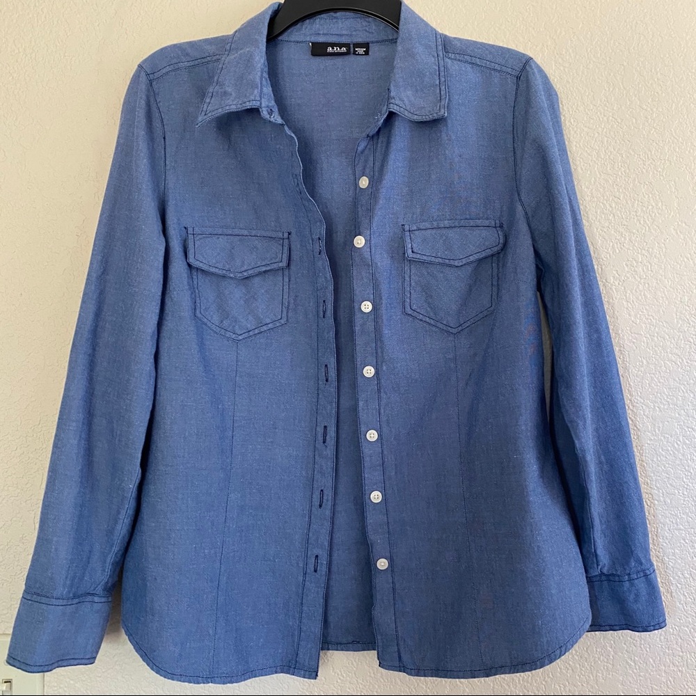 Chambray Blue cotton a.n.a button down shirt